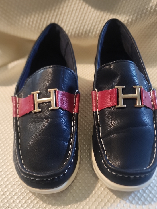 Tommy Hilfiger Shoes - Tommy Hilfiger Navy and Red Slip-On Loafers with Gold H Accent